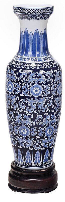 Appraisal: Large Blue and White Porcelain Floor Vase Chinese modern underglaze