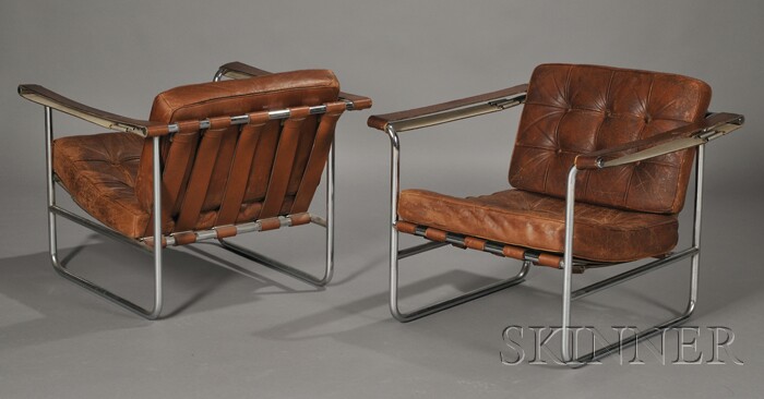 Appraisal: Pair of Stendig Lounge Chairs Leather and tubular steel Switzerland