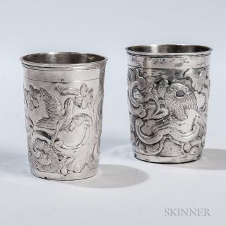 Appraisal: Two Russian Imperial Silver Beakers Moscow c one with maker's