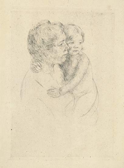 Appraisal: MARY CASSATT Denise Holding her Child Drypoint on cream laid