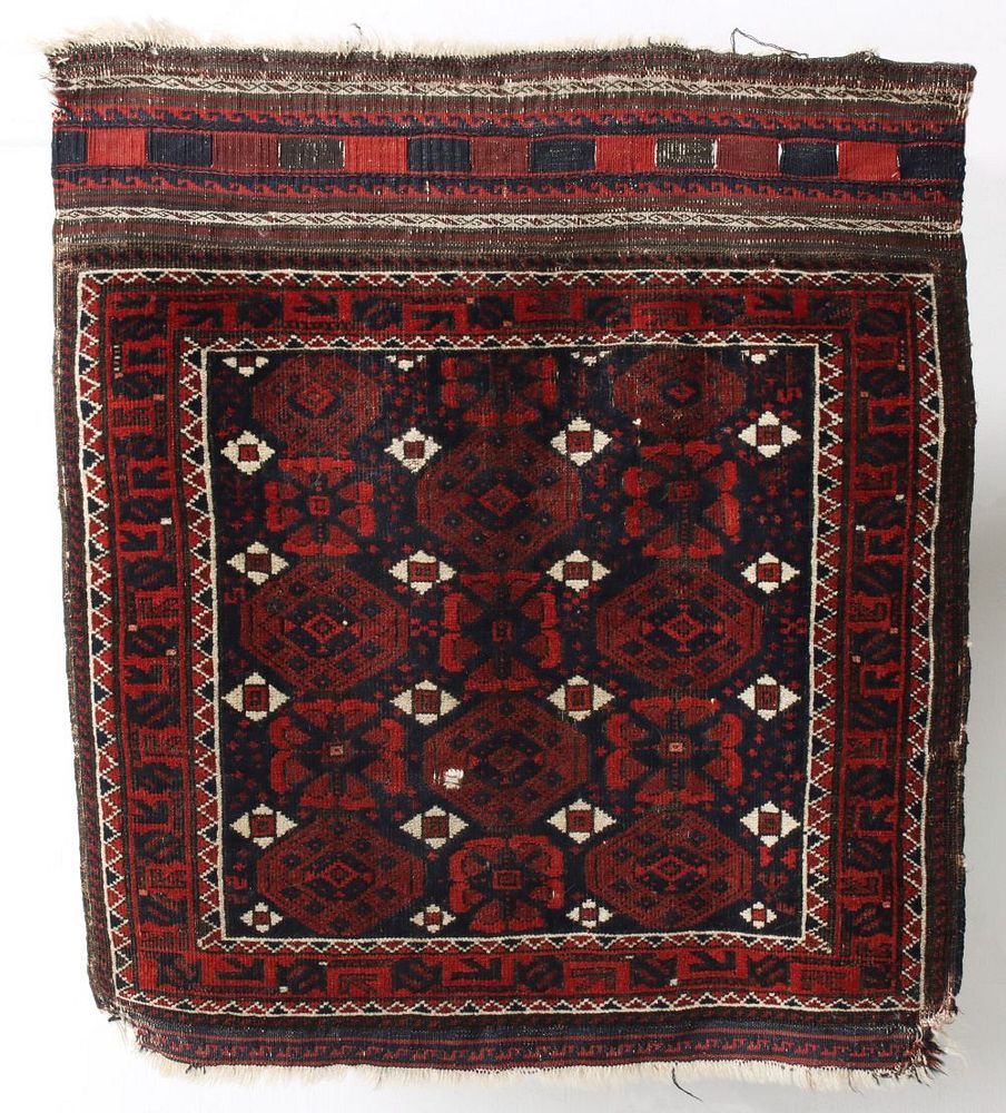 Appraisal: AN ANTIQUE BALOUCH KHORJAN BAG FACE The finely woven example