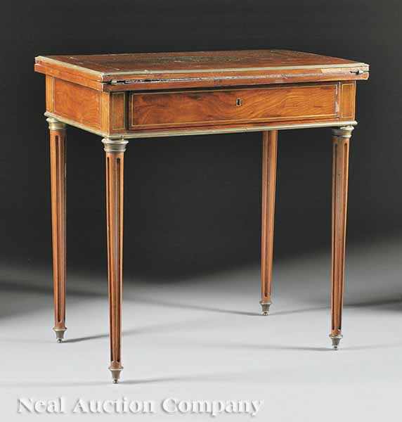 Appraisal: A Fine Napoleon III Brass Inlaid Figured Mahogany Table Mechanique