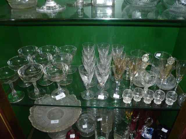 Appraisal: A SET OF NINE CHAMPAGNE GLASSES and various other glasses