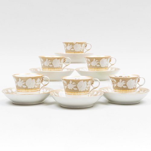 Appraisal: SET OF SIX ENGLISH PORCELAIN TEACUPS AND SAUCERSUnmarked The cup