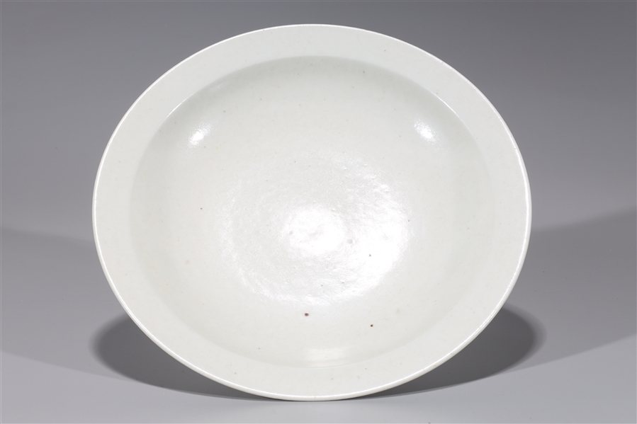 Appraisal: Chinese Kangxi-style white glazed porcelain dish double concentric ring with