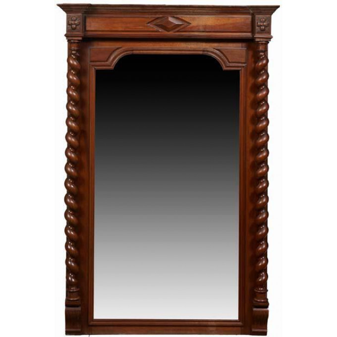 Appraisal: French Louis XIII Style Carved Walnut Overmantel Mirror c the