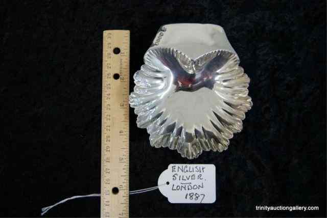 Appraisal: English Sterling Vanity Shell Dish FootedIs likely used as a