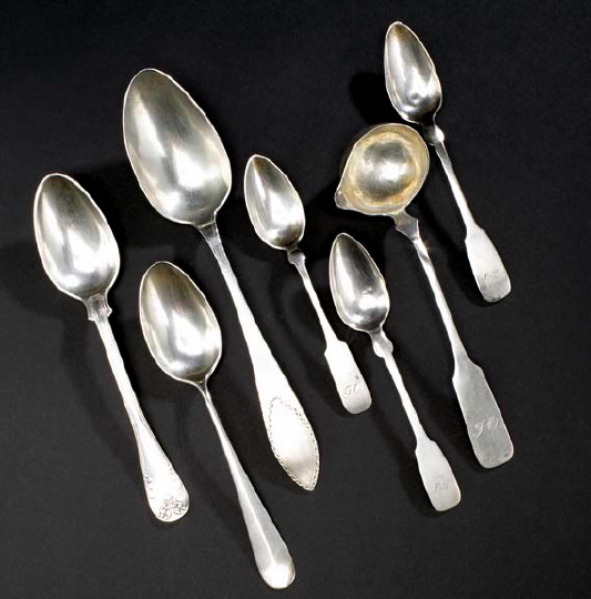 Appraisal: Seven Pieces of Continental Silver Flatware including silver German pieces