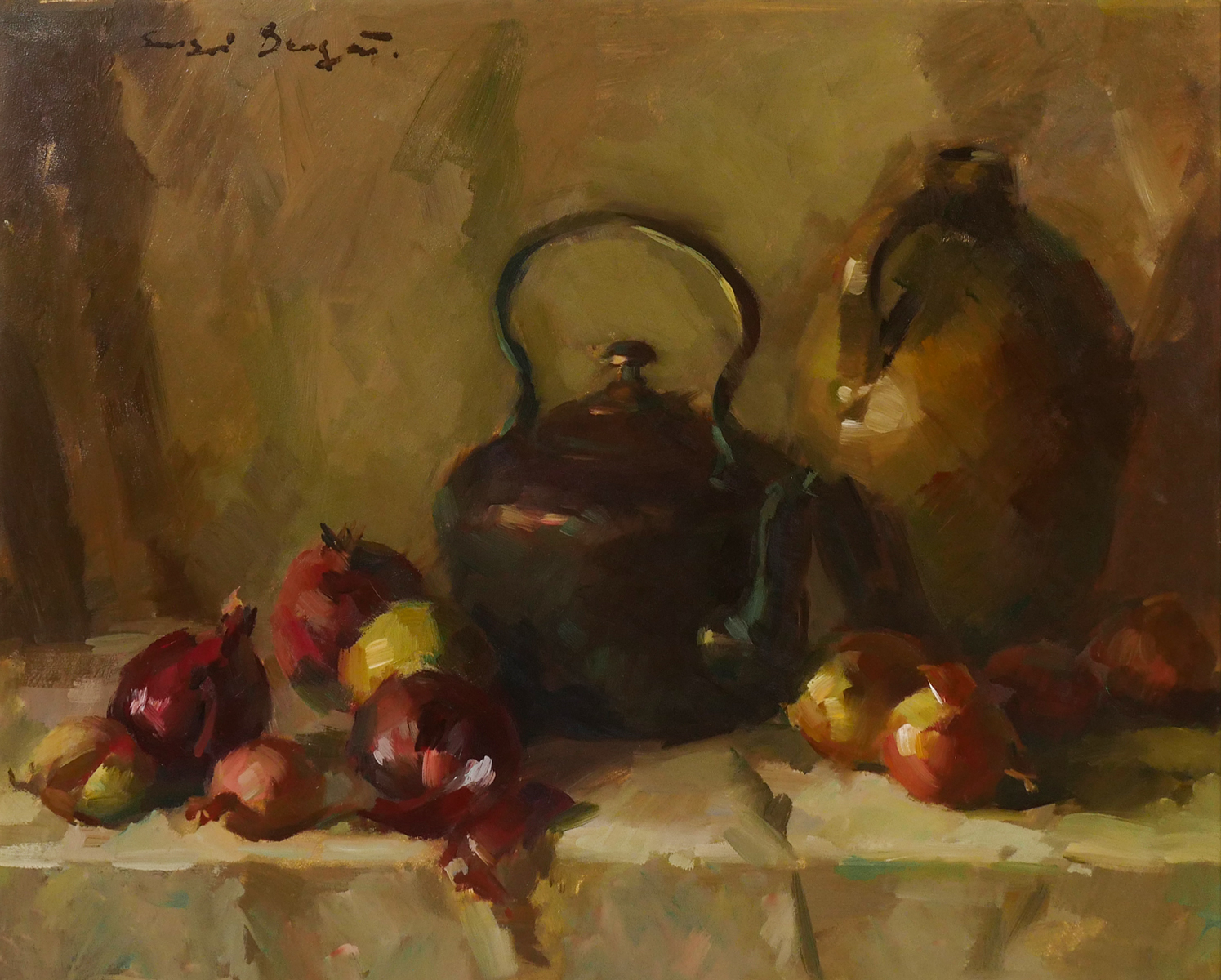 Appraisal: BONGART Sergei American Ukrainian - Still Life with Onions Kettle