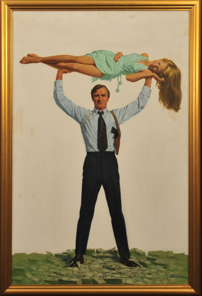 Appraisal: Book cover with man holding woman above head x SLR