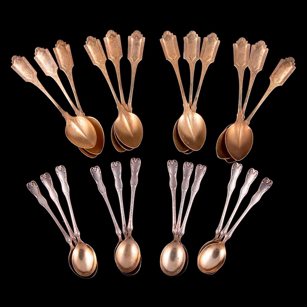 Appraisal: Two sets of twelve sterling tea spoons Two sets of