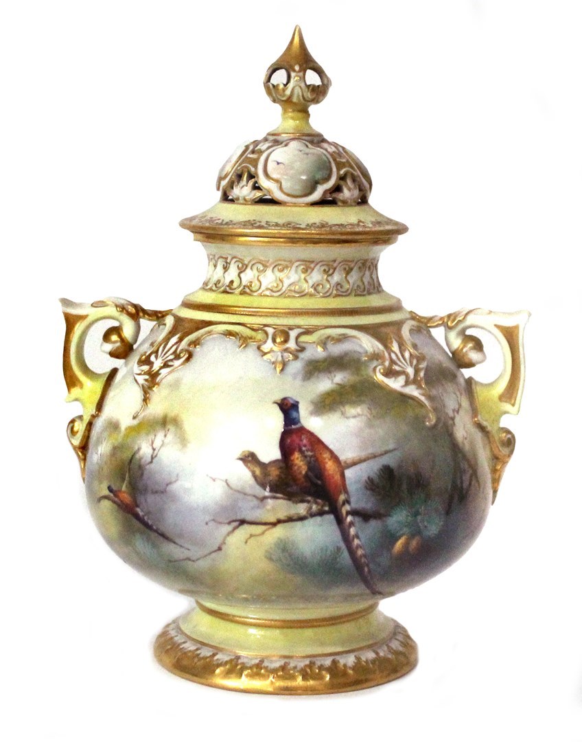 Appraisal: A Royal Worcester Hadley Ware pot pourri vase and cover