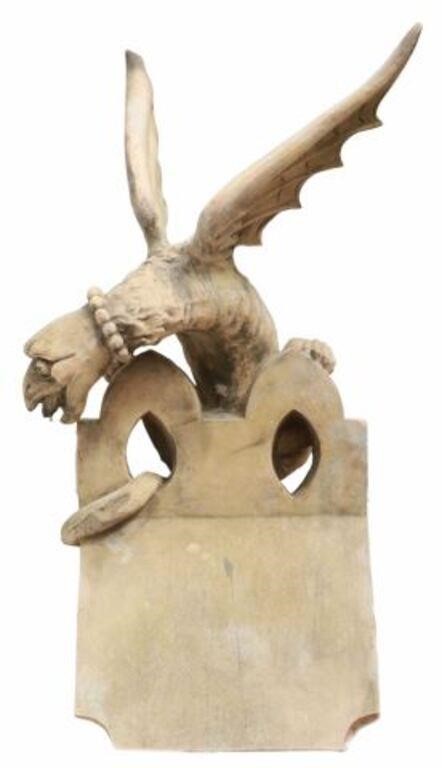 Appraisal: Large English winged dragon roof ridge tile finial after Gibbs