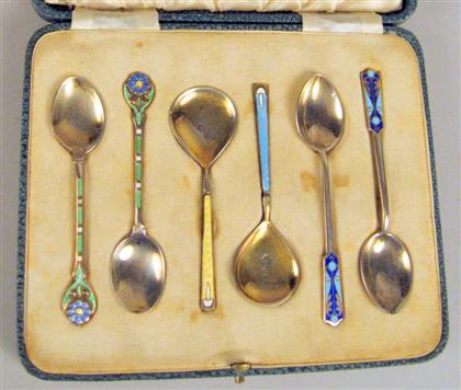 Appraisal: Boxed set of six sterling silver and polychrome enameled spoons