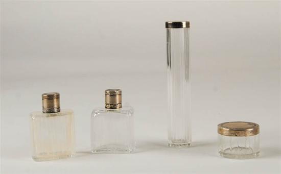 Appraisal: Four French Cut Glass and Sterling Dresser Jars all with