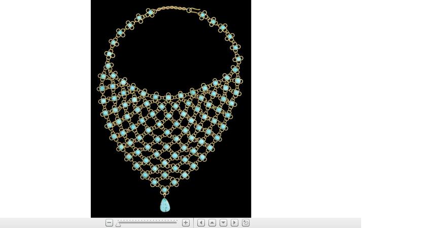 Appraisal: karat yellow gold and Persian turquoise bib necklaceChain-mail link necklace