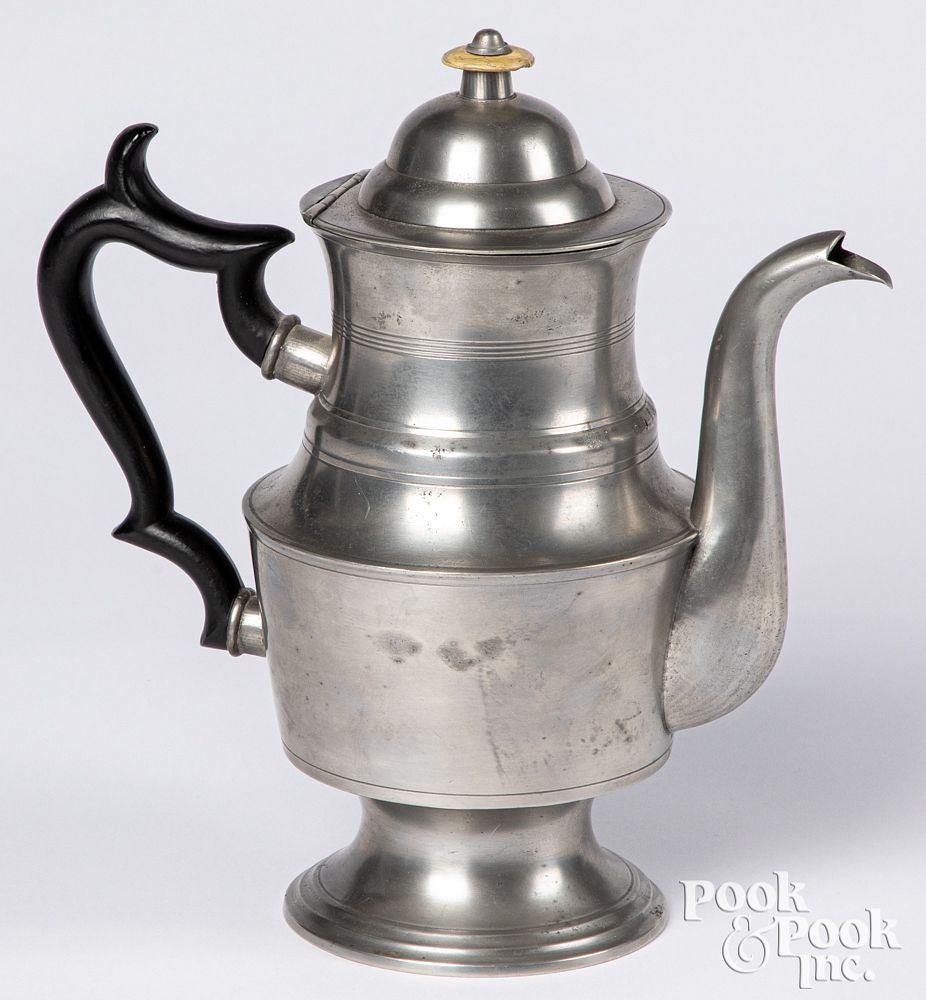 Appraisal: Middletown Connecticut pewter teapot th c Middletown Connecticut pewter teapot