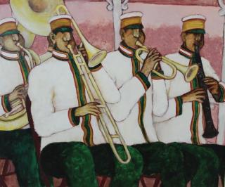 Appraisal: BOOKER Stephen H Oil on Canvas Brass Band Stephen H