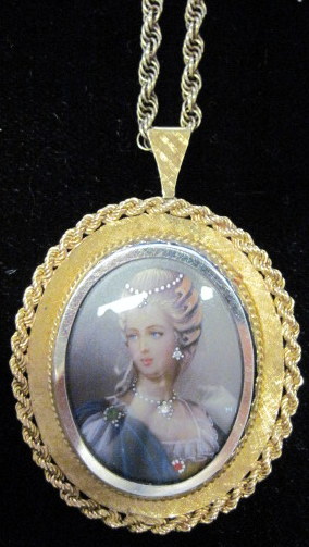 Appraisal: karat yellow gold miniature portrait pendantFeaturing th century female portait