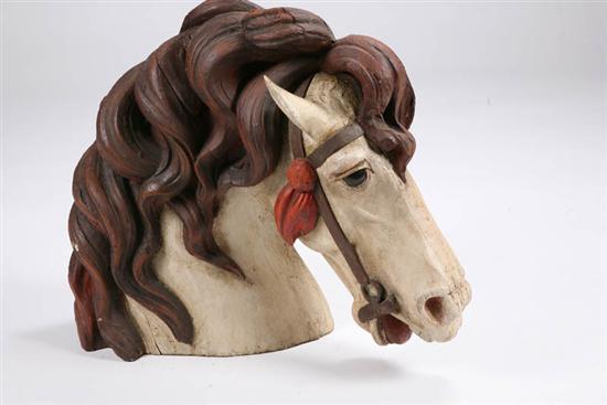 Appraisal: HORSE HEAD American th century softwood Layered paint history with