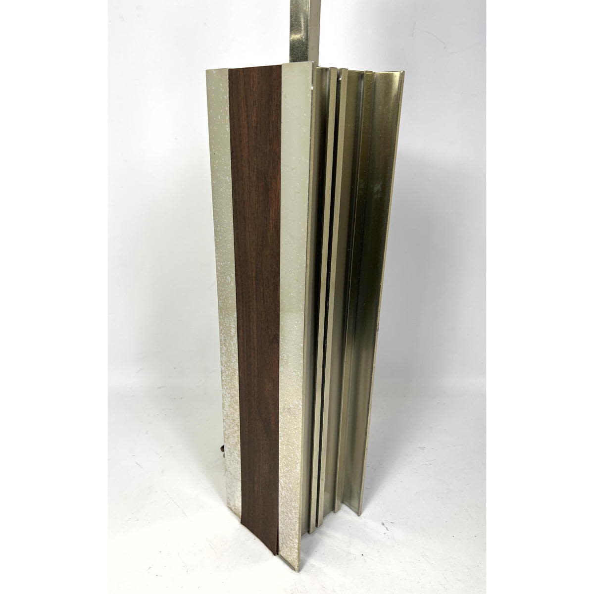 Appraisal: LAUREL Steel Frame Wood Veneer Architectural Table Lamp Label Dimensions