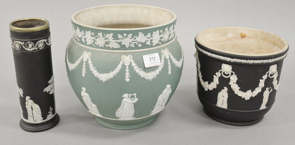 Appraisal: Three piece Wedgwood group to include black and white basalt