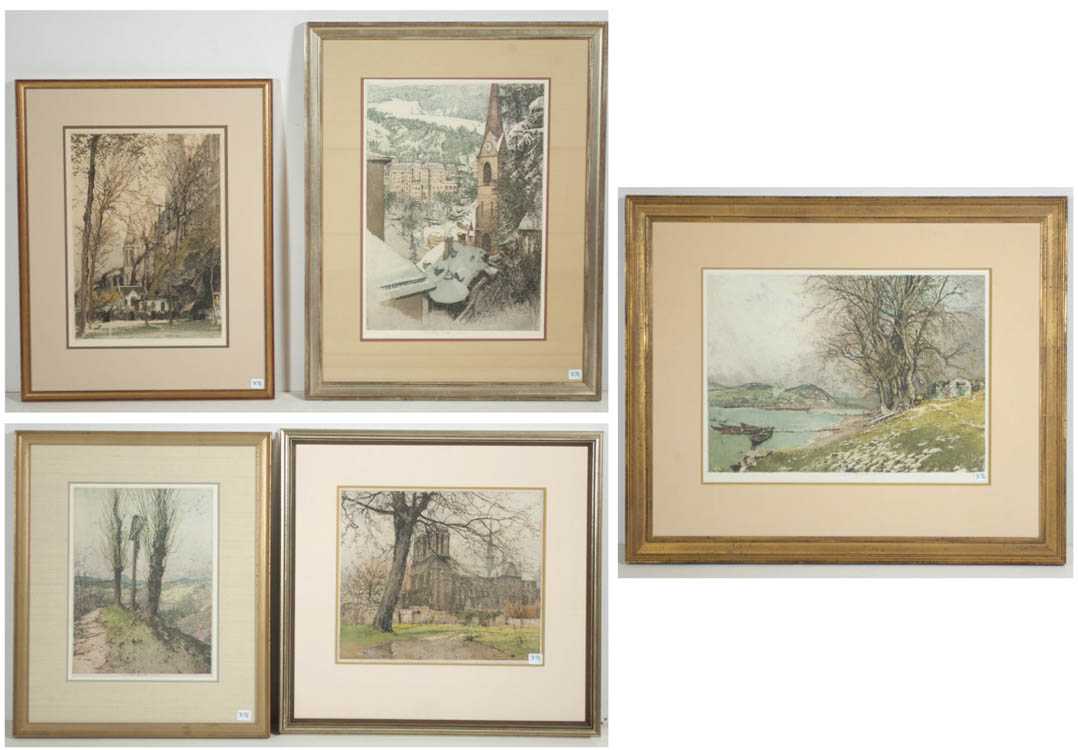 Appraisal: LUIGI KASIMIR FOUR ETCHINGS AND A PRINT Austria - The