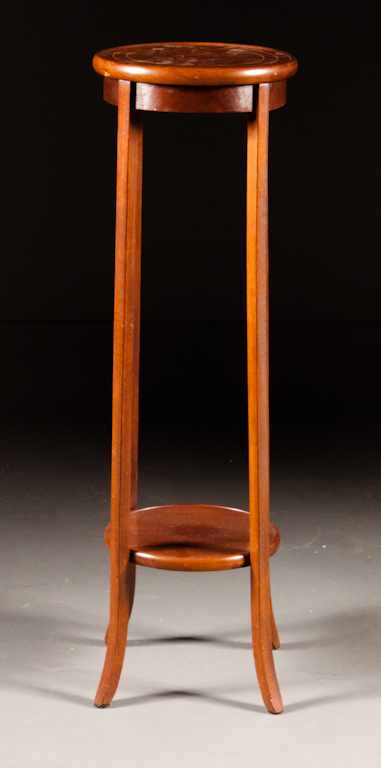 Appraisal: Edwardian stringer inlaid mahogany fern stand early th century in