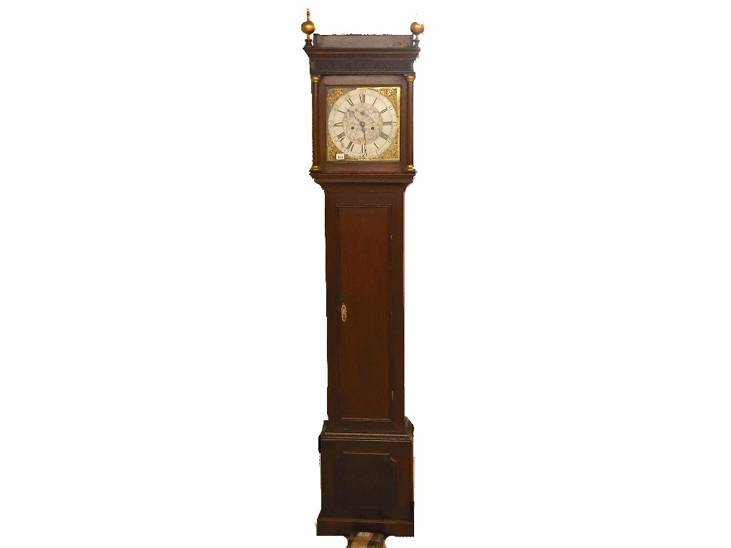 Appraisal: Oak eight day longcase clock the square brass dial signed