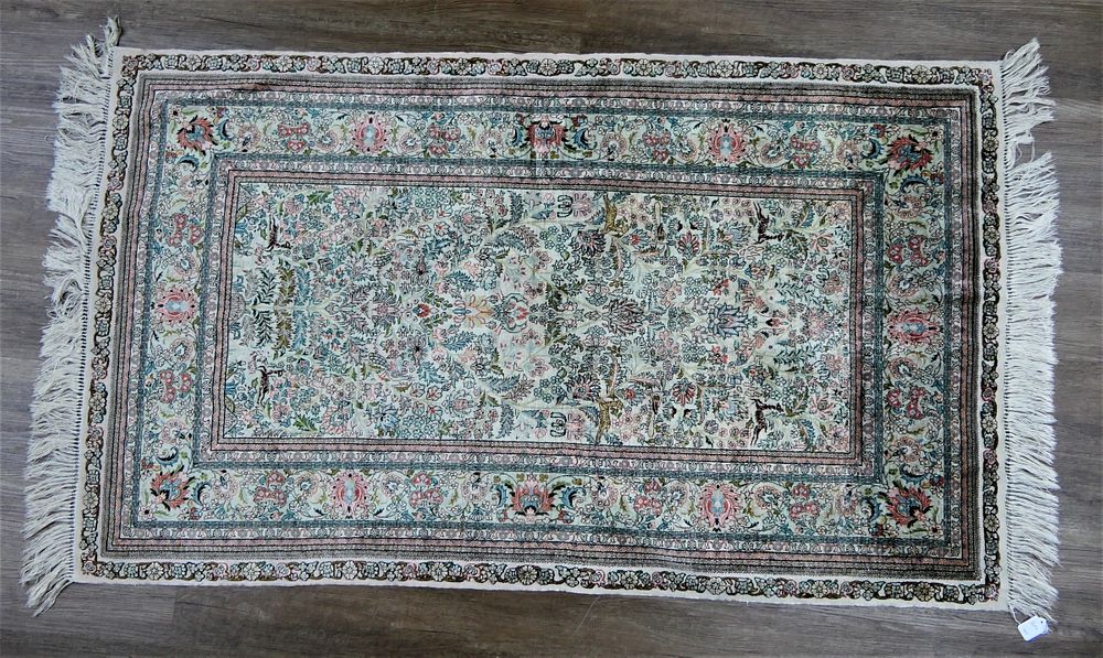 Appraisal: VINTAGE HAND MADE PERSIAN SILK RUNNER TIGHT STITCH Measures long