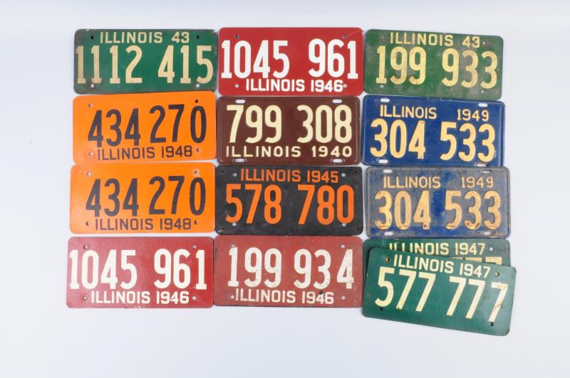 Appraisal: Lot Of Illinois License Plates Included in this lot are