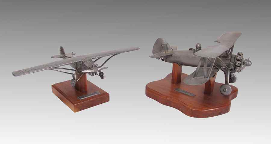 Appraisal: PIECE MICHAEL RICKER PEWTER PLANES To include ''Spirit of St