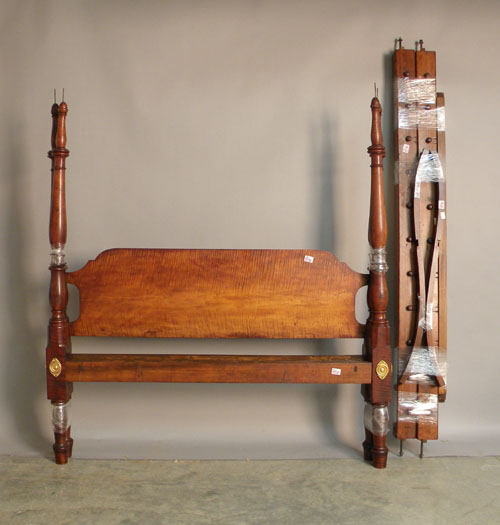 Appraisal: Tiger maple canopy bed th c