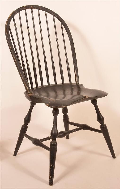 Appraisal: Reproduction Windsor Bow-Back Sidechair Reproduction Windsor Bow-Back Sidechair Signed C