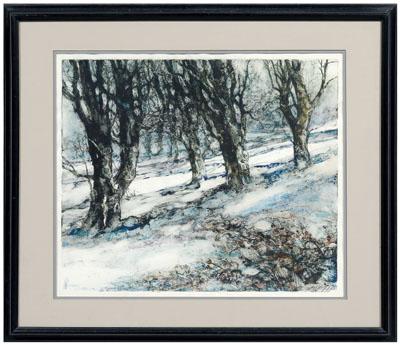 Appraisal: Carl Sublett watercolor Tennessee - winter landscape with trees signed