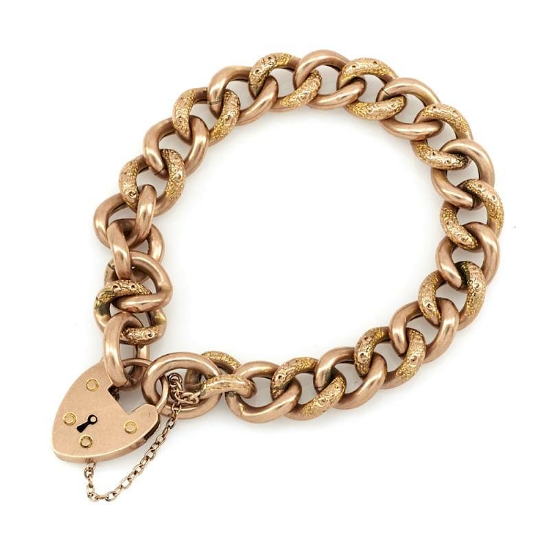 Appraisal: k Rose gold Victorian heart lock bracelet k Rose gold