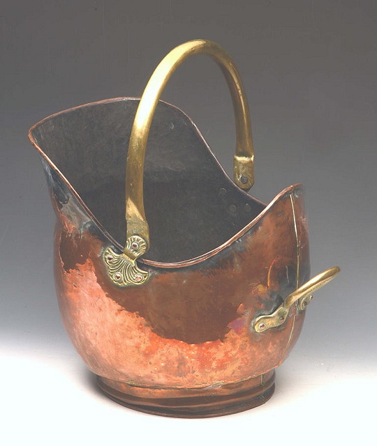 Appraisal: A VICTORIAN COPPER COAL SCUTTLE and shovel cm