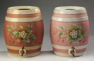 Appraisal: th c English spirit barrels h Pair of English ceramic