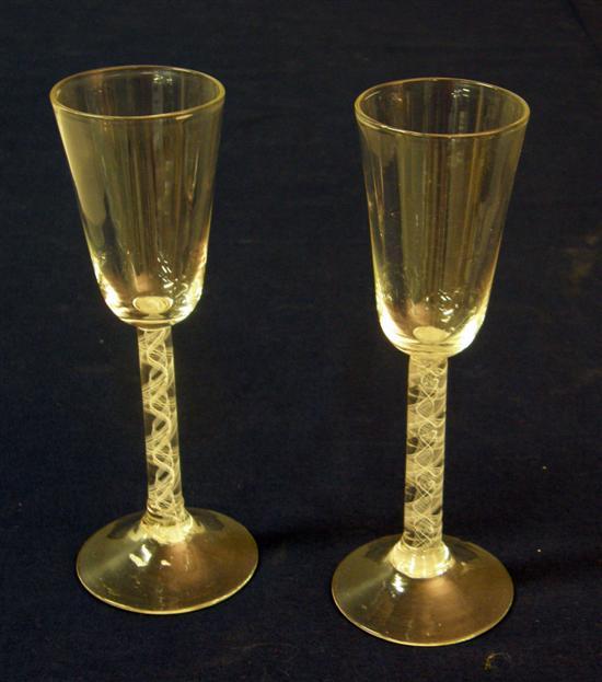 Appraisal: Pair of early th century wine glasses with opaque air