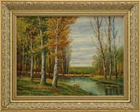 Appraisal: B LAMBERT th Century RIVER THROUGH THE WOODS Fall oil