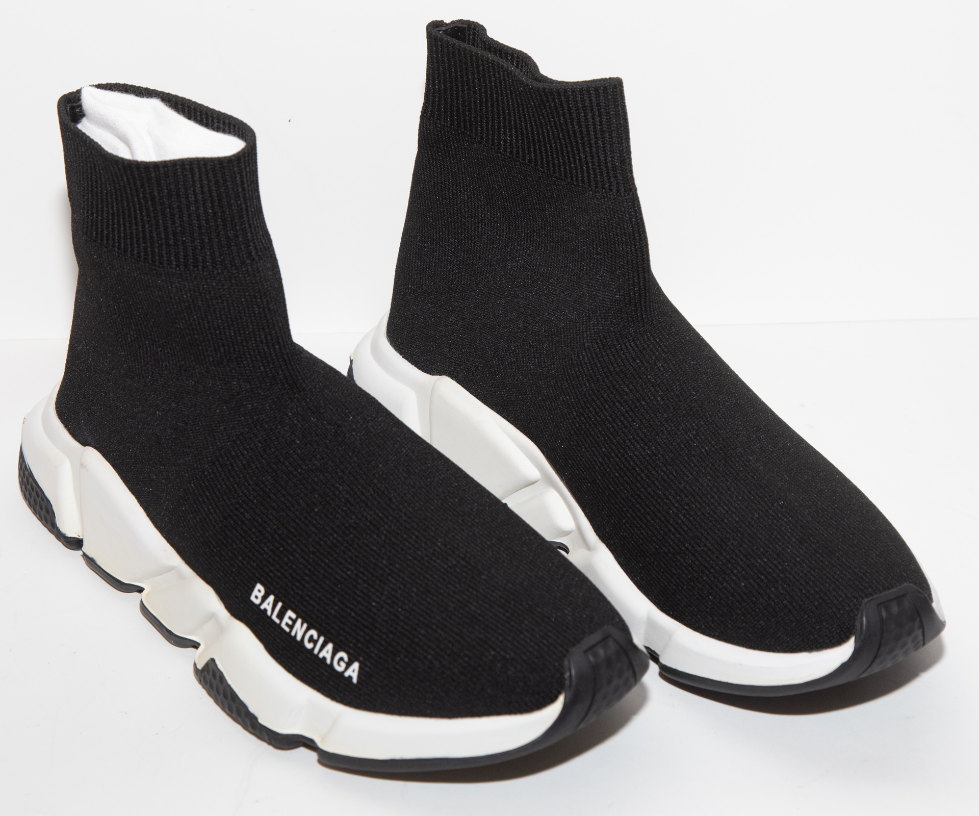 Appraisal: PAIR BALENCIAGA BLACK SPEED SNEAKER ladies size