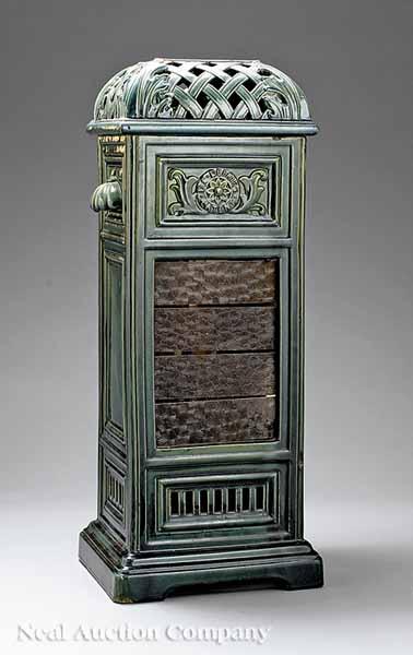 Appraisal: A Doulton Lambeth Green Glazed Pottery Tile Stove c impressed