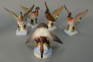 Appraisal: Group of five Boehm ducks and geese mallards one as