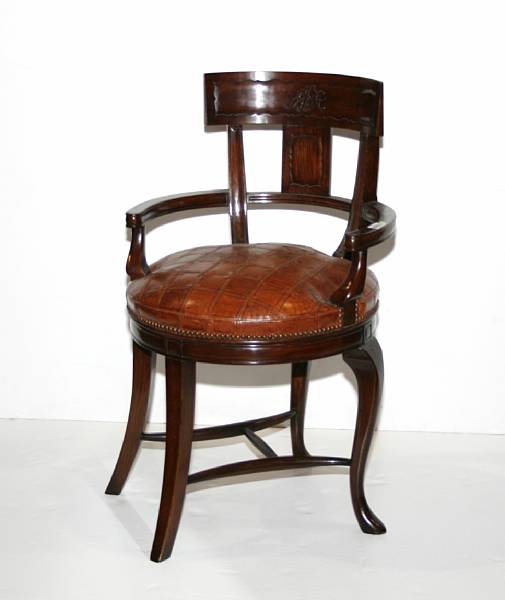 Appraisal: A Rococo style revolving desk chair height in width in