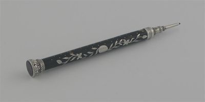 Appraisal: A William IV mounted telescopic tortoiseshell pencil inlaid and pique