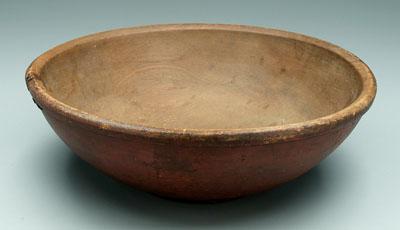 Appraisal: Turned wooden bowl exterior with old red paint - x