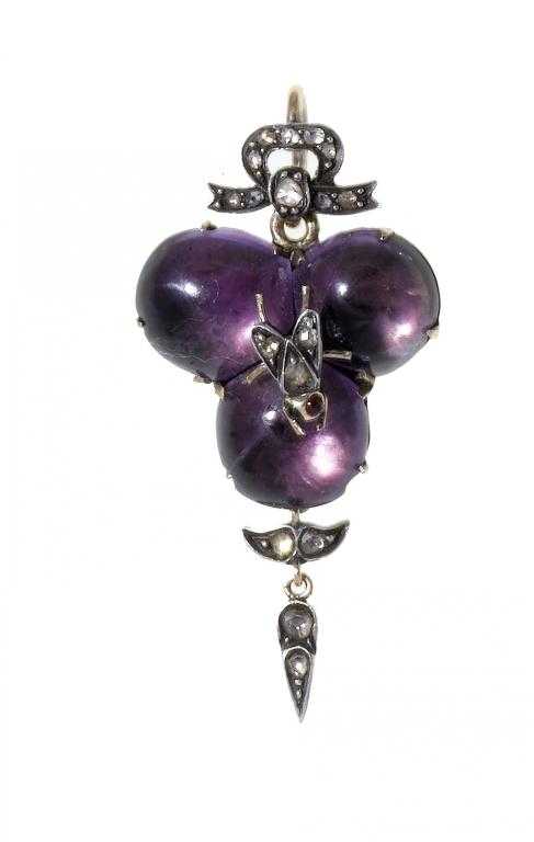 Appraisal: A VICTORIAN ROSE DIAMOND AND AMETHYST MOURNING PENDANT the cluster