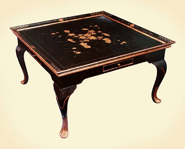 Appraisal: A Queen Anne style gilt lacquered chinoiserie low table height