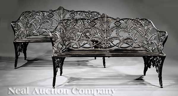 Appraisal: A Pair of Antique Cast Iron Fern Pattern Garden Benches