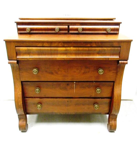 Appraisal: Empire chest of drawers mahogany and mahogany veneer step back